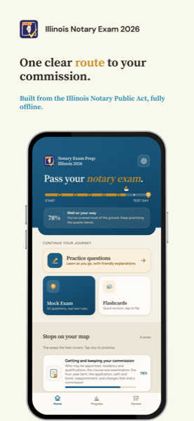 Notary Exam Prep: Illinois 2026 app screenshot 1 of 7