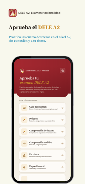 DELE A2: Examen Nacionalidad app screenshot 1 of 8