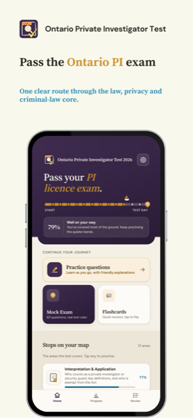 Ontario Private Investigator Test 2026 app screenshot 1 of 7