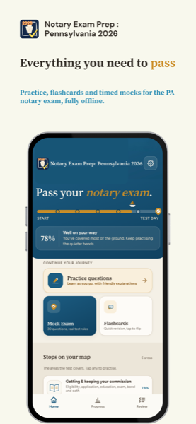 Notary Exam Prep: Pennsylvania 2026 app screenshot 1 of 7