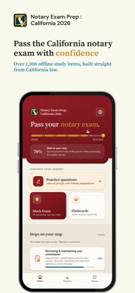 Notary Exam Prep: California 2026 app screenshot 1 of 7