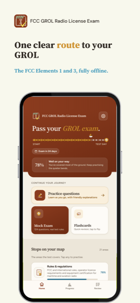 FCC GROL Radio License Exam 2026 app screenshot 1 of 7