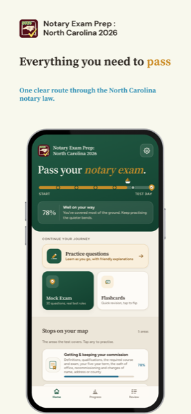 Notary Exam Prep: North Carolina 2026 app screenshot 1 of 7