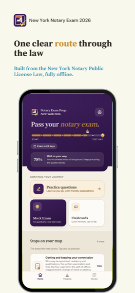 Notary Exam Prep: New York 2026 app screenshot 1 of 7