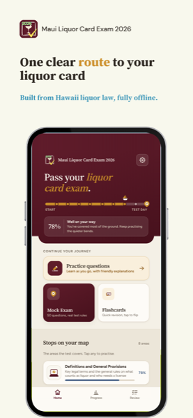 Maui Liquor Card Exam 2026 app screenshot 1 of 7