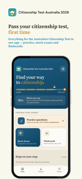 Citizenship Test: Australia 2026 app screenshot 1 of 7