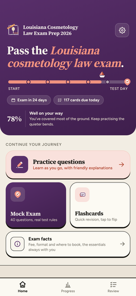 Louisiana Cosmetology Law Exam Prep 2026 app screenshot 1 of 8