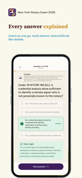 Notary Exam Prep: New York 2026 app screenshot 2 of 7