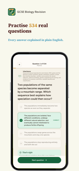 AQA GCSE Biology Revision (Higher) app screenshot 2 of 7