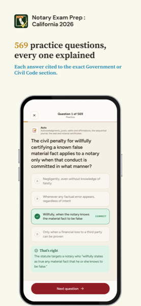 Notary Exam Prep: California 2026 app screenshot 2 of 7