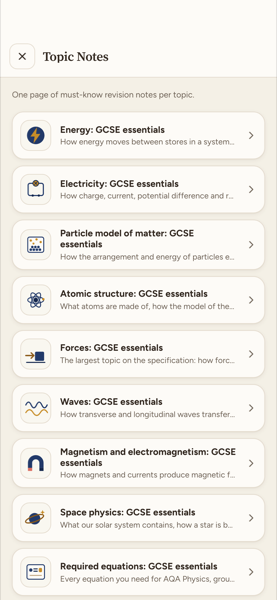 AQA GCSE Physics Revision (Higher) app screenshot 2 of 7