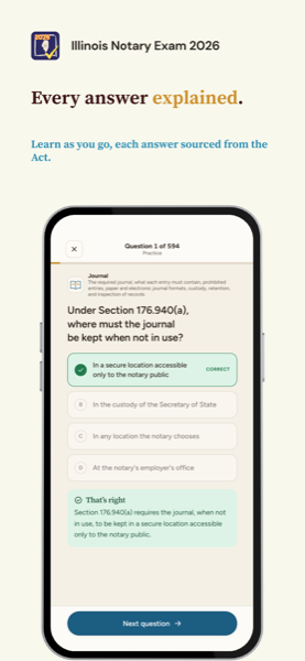 Notary Exam Prep: Illinois 2026 app screenshot 2 of 7