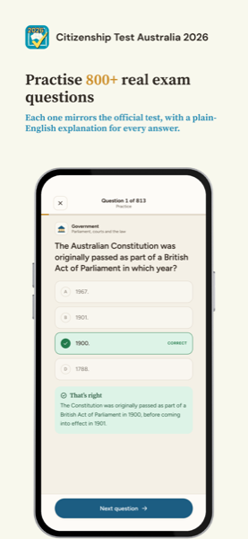 Citizenship Test: Australia 2026 app screenshot 2 of 7