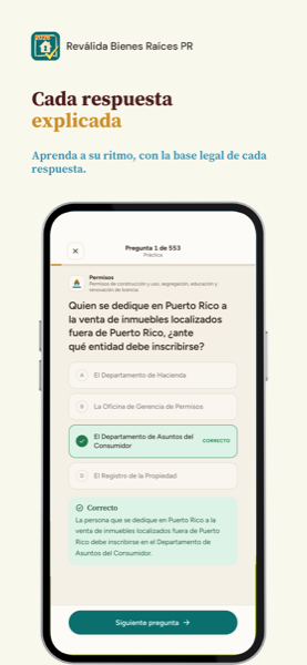Reválida de Bienes Raíces Vendedor: Puerto Rico 2026 app screenshot 2 of 7