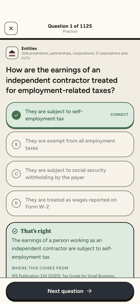 Enrolled Agent Exam (SEE) Practice Tests 2026 app screenshot 2 of 8