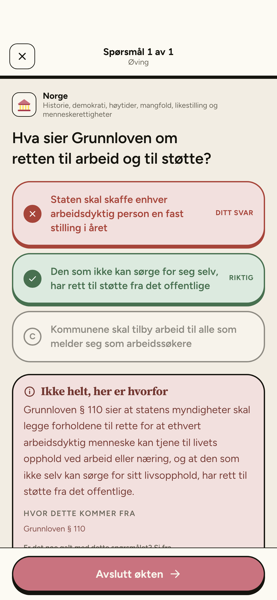 Samfunnskunnskapsprøven & statsborgerprøven app screenshot 2 of 7