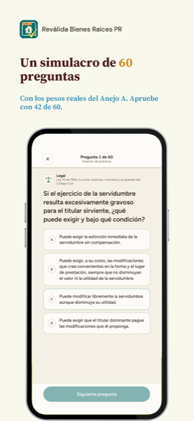 Reválida de Bienes Raíces Vendedor: Puerto Rico 2026 app screenshot 3 of 7