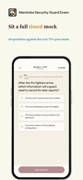 Manitoba Security Guard Licence Exam Prep 2026 app screenshot 3 of 7