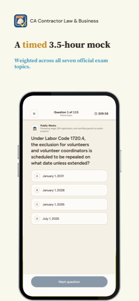 California Contractor Law and Business Exam Prep 2026 app screenshot 3 of 8