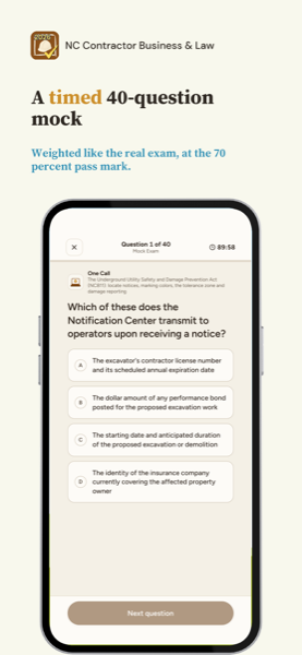 North Carolina Contractor Business and Law Exam Prep 2026 app screenshot 3 of 8