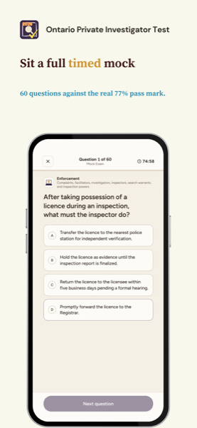 Ontario Private Investigator Test 2026 app screenshot 3 of 7