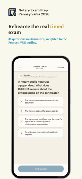 Notary Exam Prep: Pennsylvania 2026 app screenshot 3 of 7