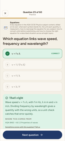 AQA GCSE Physics Revision (Higher) app screenshot 4 of 7
