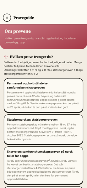 Samfunnskunnskapsprøven & statsborgerprøven app screenshot 4 of 7