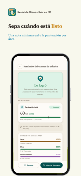 Reválida de Bienes Raíces Vendedor: Puerto Rico 2026 app screenshot 4 of 7