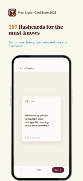 Maui Liquor Card Exam 2026 app screenshot 5 of 7