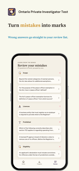 Ontario Private Investigator Test 2026 app screenshot 6 of 7
