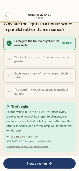 AQA GCSE Physics Revision (Higher) app screenshot 6 of 7