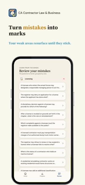 California Contractor Law and Business Exam Prep 2026 app screenshot 6 of 8