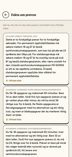 Samfunnskunnskapsprøven & statsborgerprøven app screenshot 7 of 7