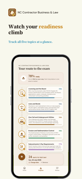 North Carolina Contractor Business and Law Exam Prep 2026 app screenshot 7 of 8