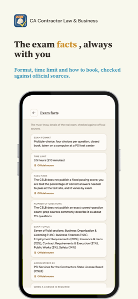 California Contractor Law and Business Exam Prep 2026 app screenshot 8 of 8